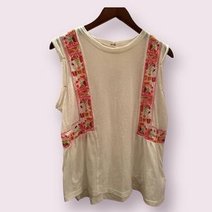 NWT FREEPEOPLE Embroidered Pink/White/Ivory Tanktop - Size M